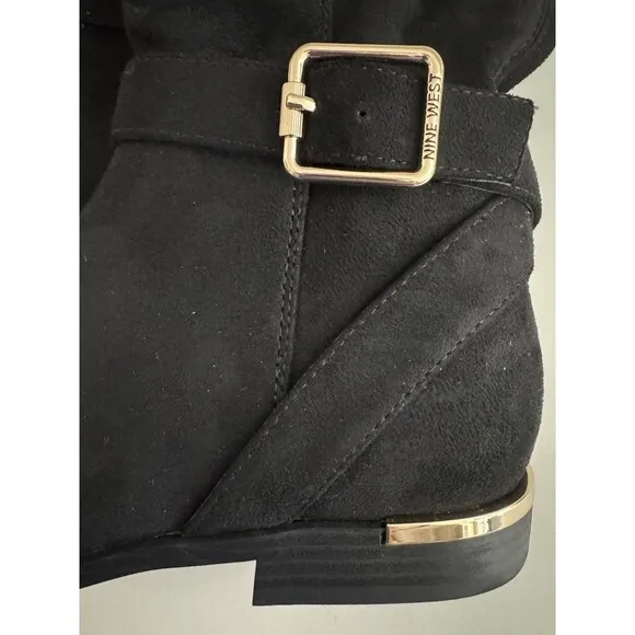 Nine West Andone Over The Knee Boots Womens Sz 8 M Black Faux suede Wide Calf