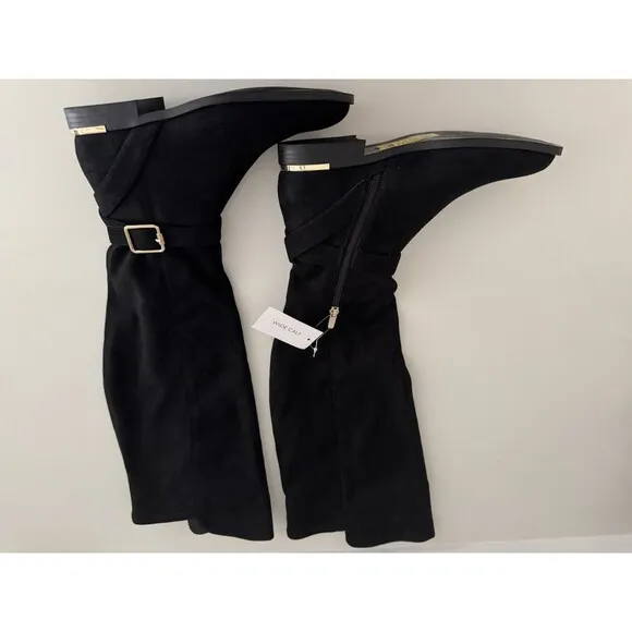 Nine West Andone Over The Knee Boots Womens Sz 8 M Black Faux suede Wide Calf