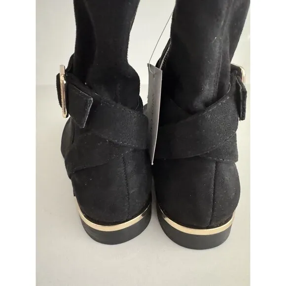 Nine West Andone Over The Knee Boots Womens Sz 8 M Black Faux suede Wide Calf