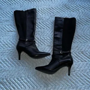 Nine West black leather knee high boots size 6.5