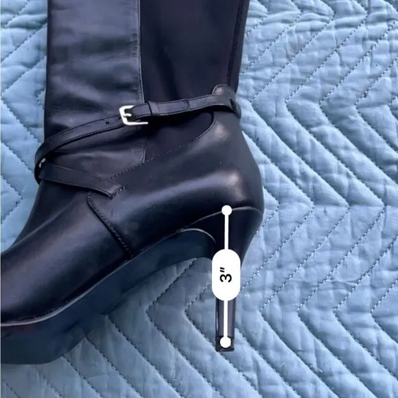 Nine West black leather knee high boots size 6.5