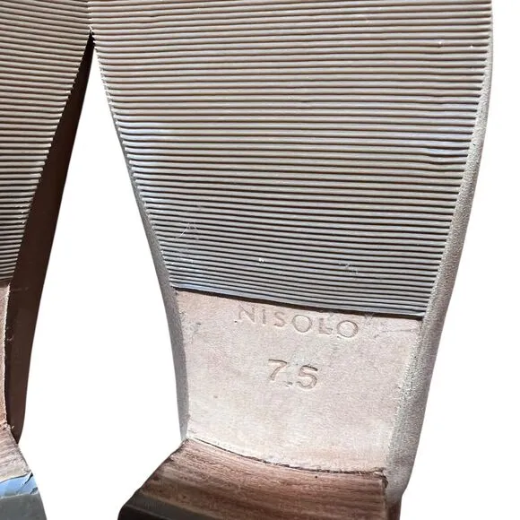 Nisolo All-Day Heeled Mule Shoes Womens Size 7.5 Almond Leather Slip On Comfort