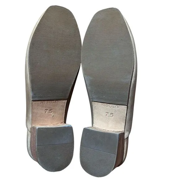 Nisolo All-Day Heeled Mule Shoes Womens Size 7.5 Almond Leather Slip On Comfort