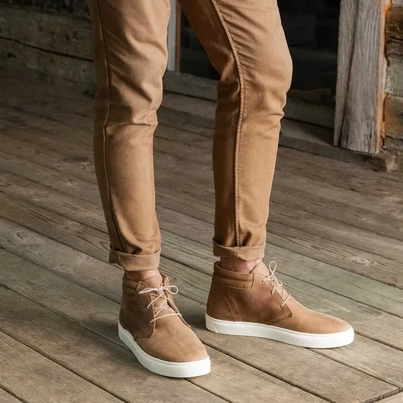 Nisolo • Everyday Mid Top Sneaker Tobacco leather tan beige lace up