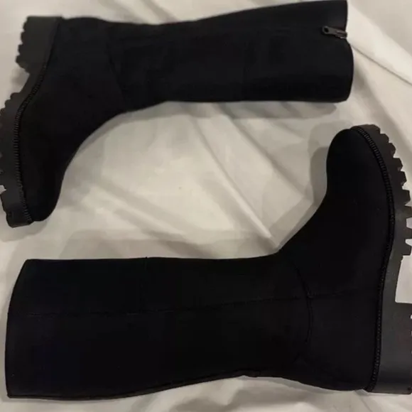 Novacas Black Suede Boots With Side Zipper Size 38 NEW