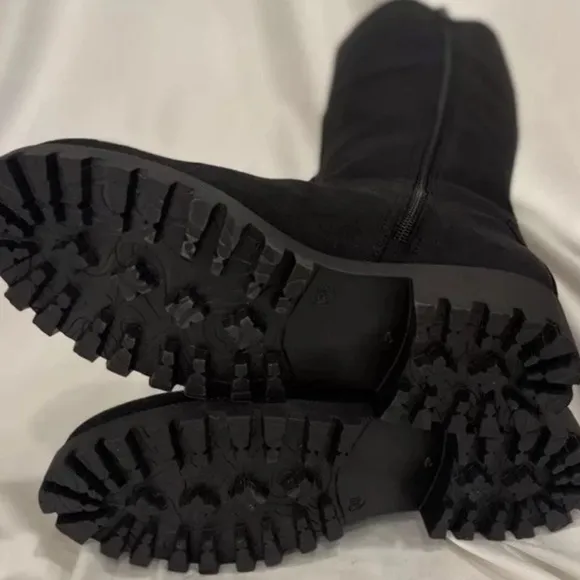 Novacas Black Suede Boots With Side Zipper Size 38 NEW