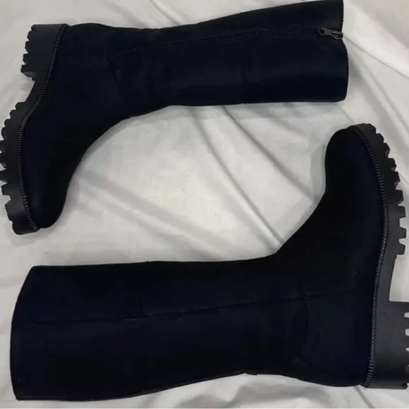 Novacas Black Suede Boots With Side Zipper Size 38 NEW