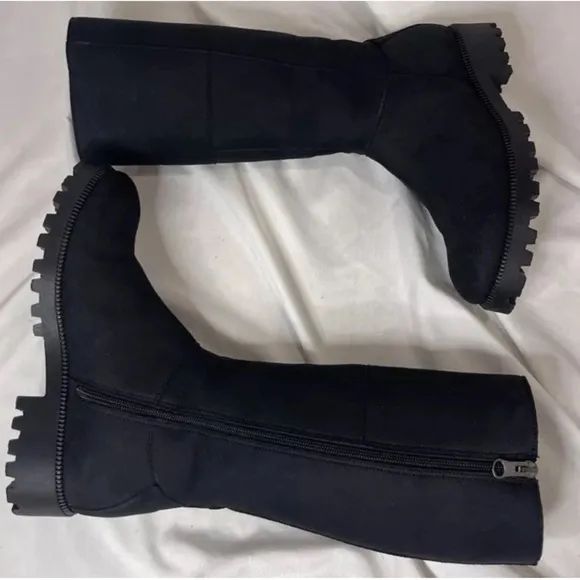 Novacas Black Suede Boots With Side Zipper Size 38 NEW
