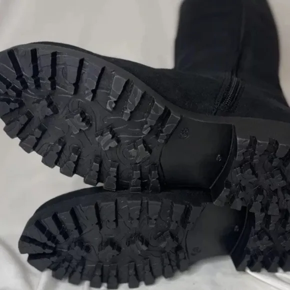 Novacas Black Suede Boots With Side Zipper Size 38 NEW