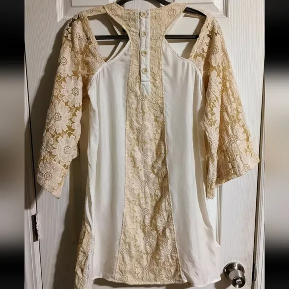 Nuvula Dress S Light Yellow White Flower Embroidered Cotton Bld Spring Festival