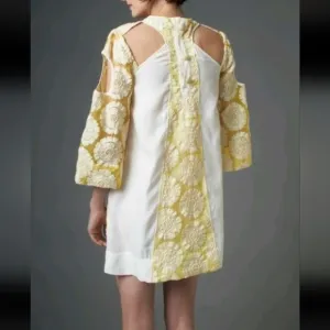 Nuvula Dress S Light Yellow White Flower Embroidered Cotton Bld Spring Festival