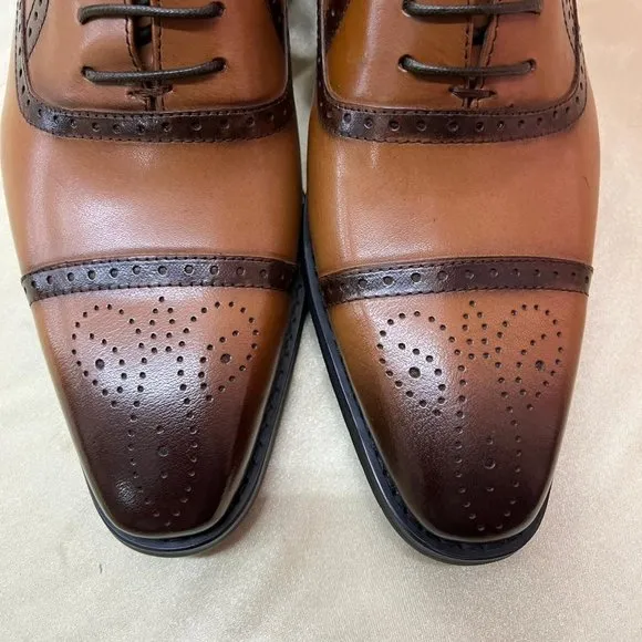 NWB Encore Fiesso genuine real Leather dress Shoes fi3227 tan loafer lace up