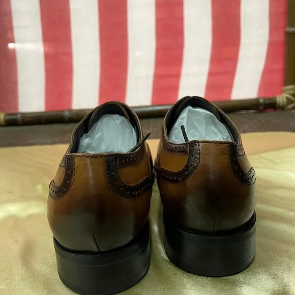 NWB Encore Fiesso genuine real Leather dress Shoes fi3227 tan loafer lace up