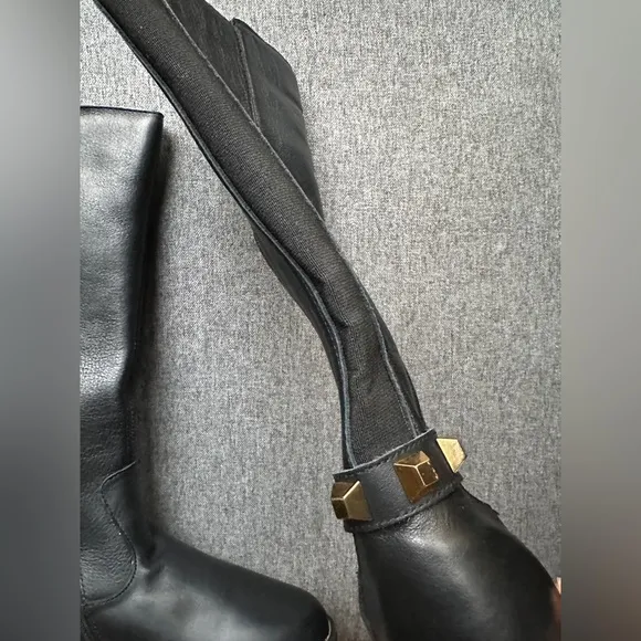 NWOB Primigi Black Leather Studded Knee High Boot w/ Zipper - Size 36 EU | 4 US