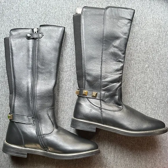NWOB Primigi Black Leather Studded Knee High Boot w/ Zipper - Size 36 EU | 4 US