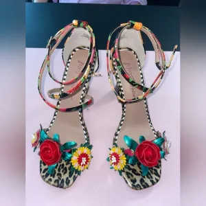 NWOT BETSEY JOHNSON Cocktail:High Heel Women's Dress Sandals Floral size 8