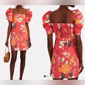 NWOT Cara Cara Kelly Puff Sleeve Poplin Mini Dress S