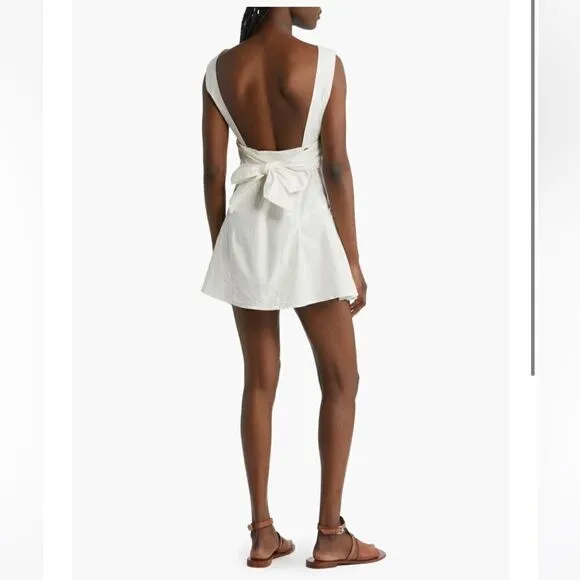 NWOT Free People Eye Catching Mini Dress Sleeveless Open Back Bow V Neck L