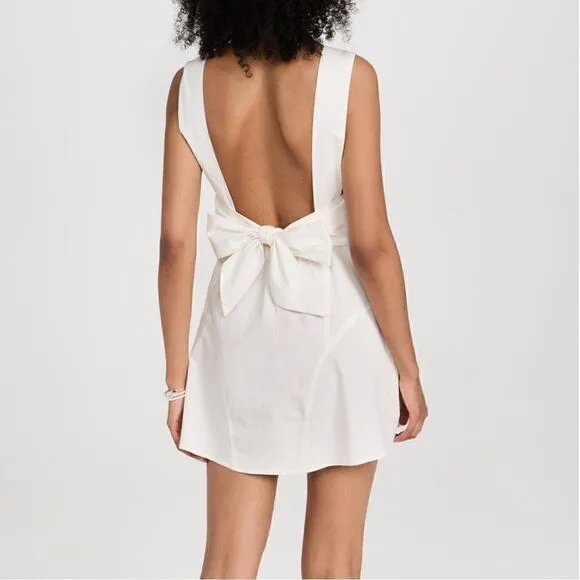 NWOT Free People Eye Catching Mini Dress Sleeveless Open Back Bow V Neck L