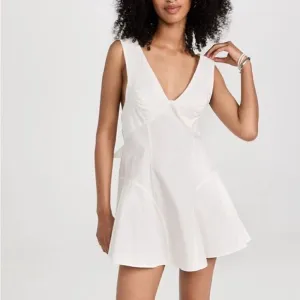 NWOT Free People Eye Catching Mini Dress Sleeveless Open Back Bow V Neck L