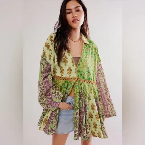 NWOT Free People Hazy Baby Printed Mini Dress Size XS