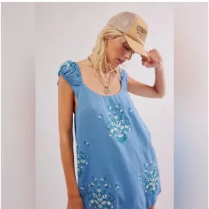 NWOT Free People Wildflower Embroidered Mini Dress