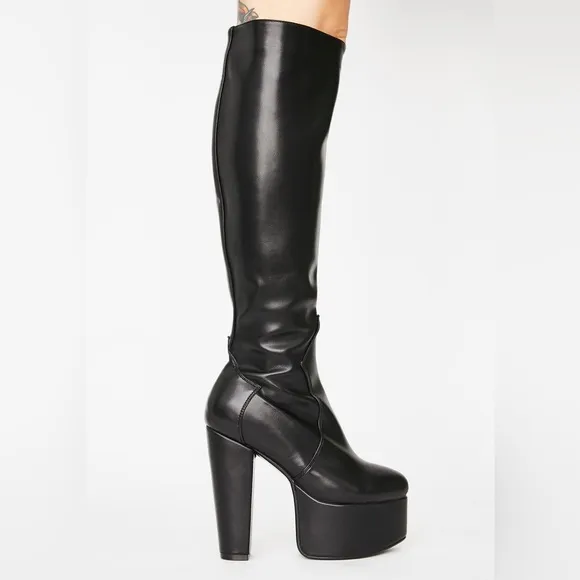 NWOT Lamoda LOVED UP platform boots black faux leather her size 9