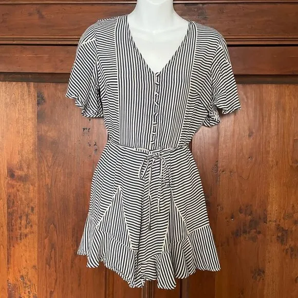 NWOT Anthropologie Lilith Navy White Striped Romper Size XS