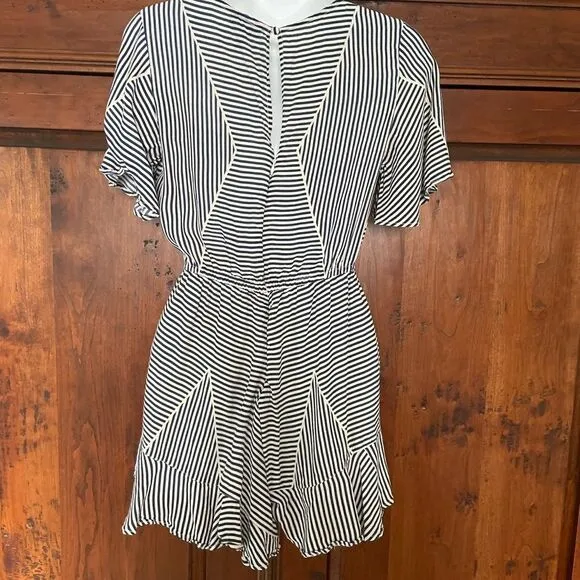 NWOT Anthropologie Lilith Navy White Striped Romper Size XS