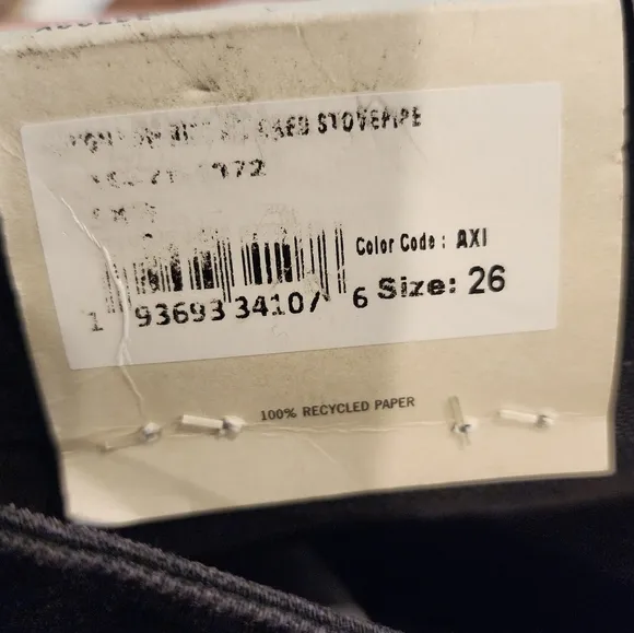 NWT AGOLDE Devon Stacked Stove-Pipe Black Jeans.  Women's size 26.