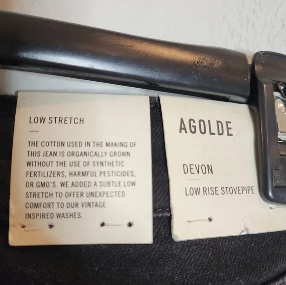 NWT AGOLDE Devon Stacked Stove-Pipe Black Jeans.  Women's size 26.