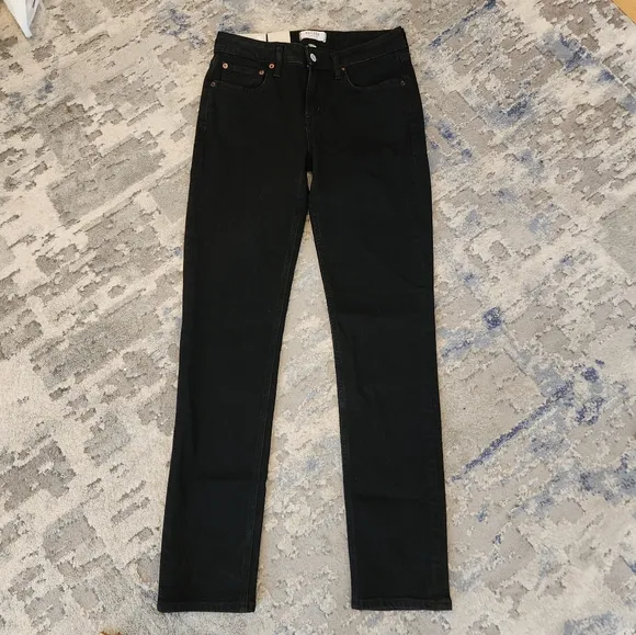 NWT AGOLDE Devon Stacked Stove-Pipe Black Jeans.  Women's size 26.