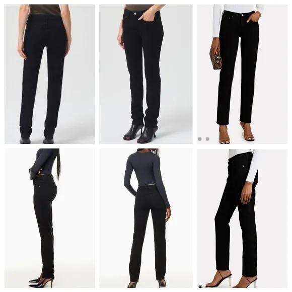 NWT AGOLDE Devon Stacked Stove-Pipe Black Jeans.  Women's size 26.