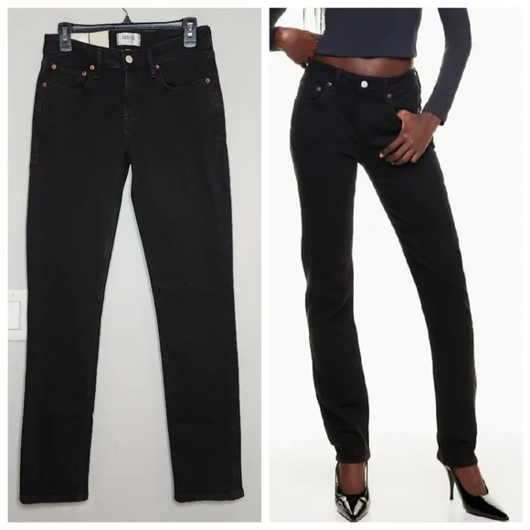 NWT AGOLDE Devon Stacked Stove-Pipe Black Jeans.  Women's size 26.