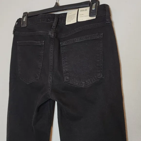 NWT AGOLDE Devon Stacked Stove-Pipe Black Jeans.  Women's size 26.