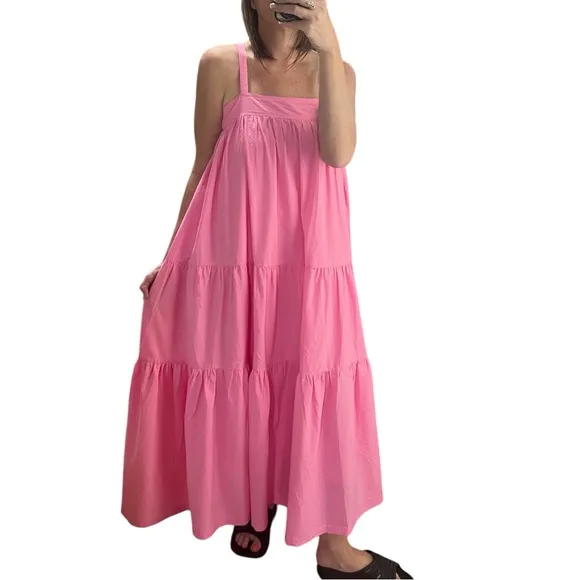 NWT ARAMINTA JAMES Sunset Tiered Dress Pink Large