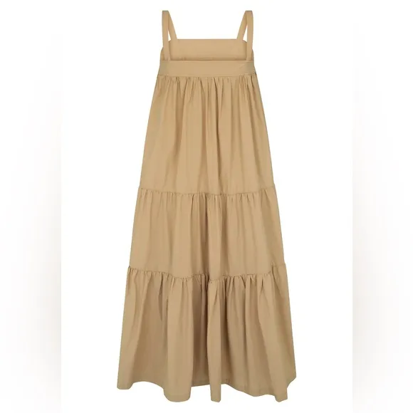 NWT ARAMINTA JAMES Sunset Tiered Dress Tan L