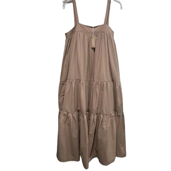 NWT ARAMINTA JAMES Sunset Tiered Dress Tan L