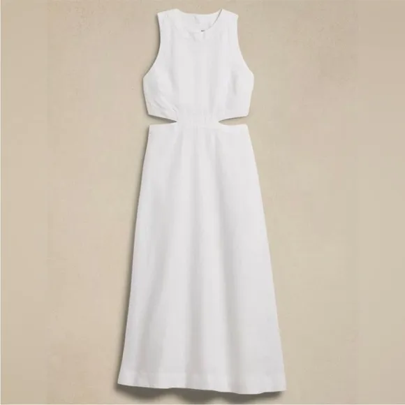 NWT! Banana Republic Red Embers Lina Linen Cutout Midi Dress - Multiple Sizes