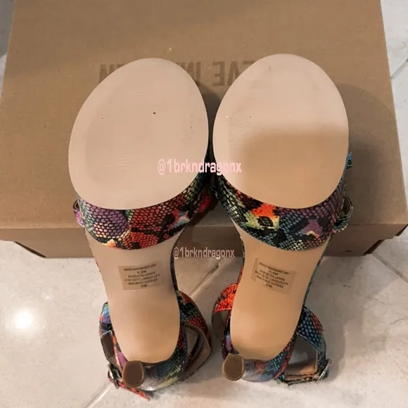 NWT BNIOB Steve Madden Snake Multicolor Platform Sandals Stilettos