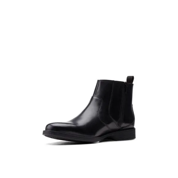 NWT CLARKS COLLECTION Mens Black Heel Pull-Tab Whiddon Leather Boots Shoes 12 M