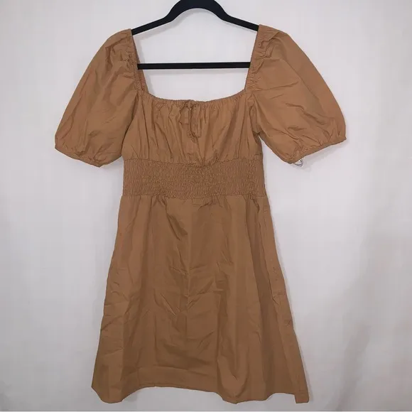NWT Faithfull The Brand Mariette Mini Dress Plain Caramel
