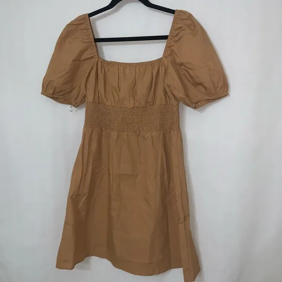 NWT Faithfull The Brand Mariette Mini Dress Plain Caramel