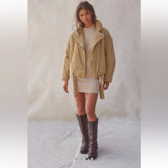 NWT Free People Amara Mini Dress Knit Dress Size: Large Color: French Oak