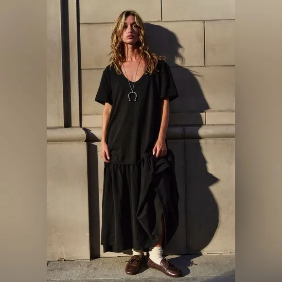 NWT Free People Herron Drop-Waist Maxi Dress in black - M