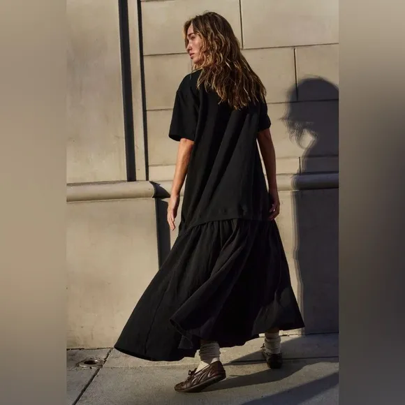 NWT Free People Herron Drop-Waist Maxi Dress in black - M