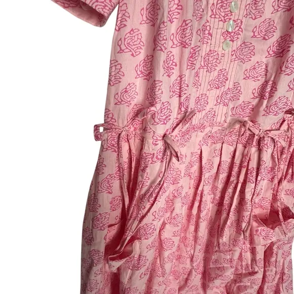 NWT Free People There She Goes Pink Floral Short Sleeve Maxi Dress s