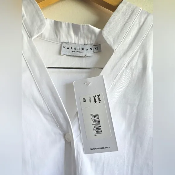 NWT! Harshman Los Angeles, Toula Pleated Back Tunic, White , Size XS-MSRP $331