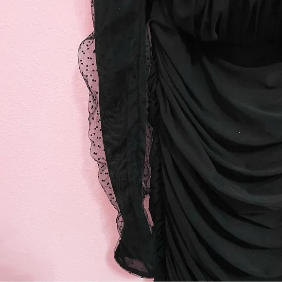NWT House of CB Camille dress square neck mesh bodycon size 10-12 Large  black