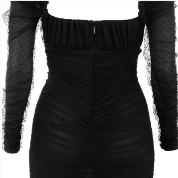 NWT House of CB Camille dress square neck mesh bodycon size 10-12 Large  black